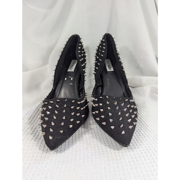 NWOT! STEVE MADDEN! STUNNING BLACK SUEDE LEATHER STUDDED PUMPS, HEELS! SZ 11M - Picture 3 of 8